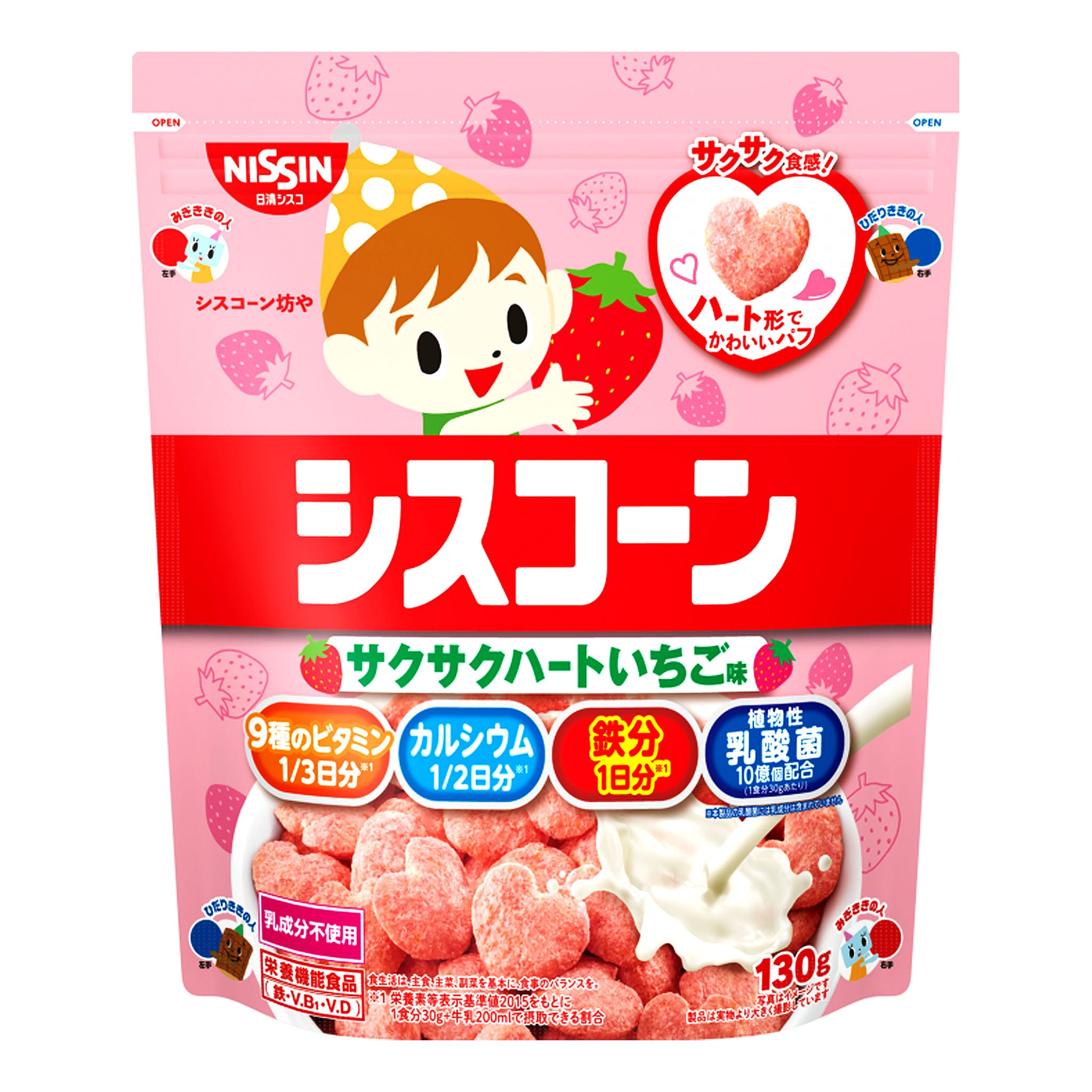 Nissin Cisco Corn Crispy Heart Strawberry Flavor Cereal